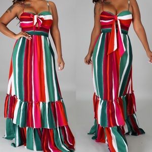 HP🎉 . Watermelon Sugar Colorful Striped Long Maxi Dress